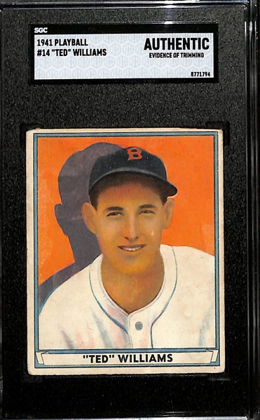 1941 Playball #14 Ted Williams SGC Authentic (Trimmed)