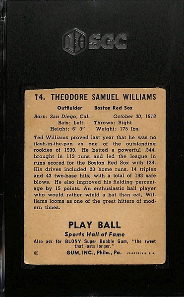 1941 Playball #14 Ted Williams SGC Authentic (Trimmed)