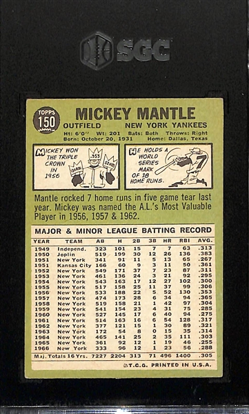 1967 Topps #150 Mickey Mantle SGC 4.5