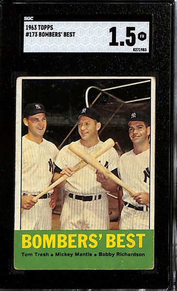 Lot of (4) SGC Graded Mickey Mantle Baseball Cards w. 1968 Topps #280 SGC 2