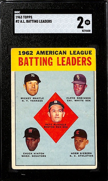 Lot of (4) SGC Graded Mickey Mantle Baseball Cards w. 1968 Topps #280 SGC 2