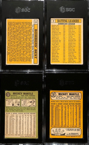 Lot of (4) SGC Graded Mickey Mantle Baseball Cards w. 1968 Topps #280 SGC 2