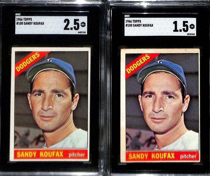 Lot of (4) SGC Graded Sandy Koufax Cards w. 1966 Topps #100 SGC 2.5