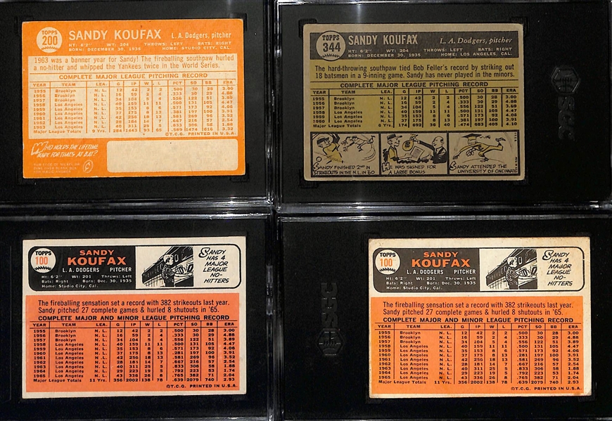 Lot of (4) SGC Graded Sandy Koufax Cards w. 1966 Topps #100 SGC 2.5