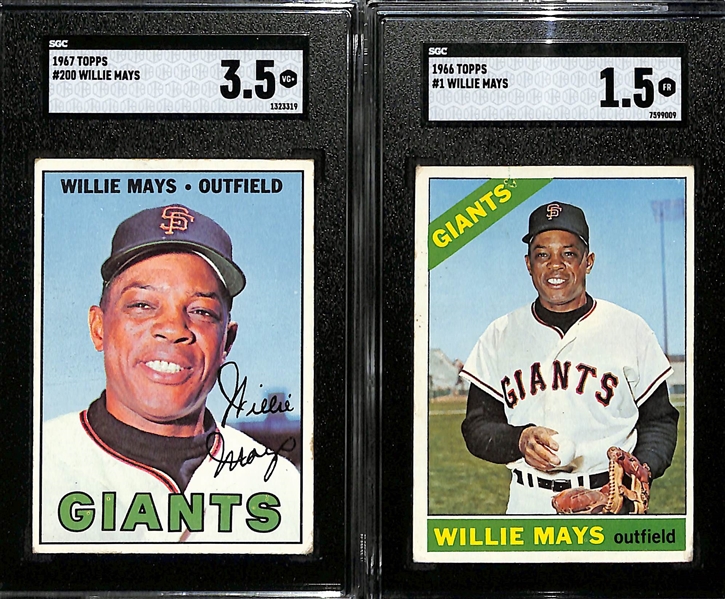 Hall of Fame Lot w. (7) SGC Graded Baseball/Football Cards w. Hank Aaron & Barry Sanders