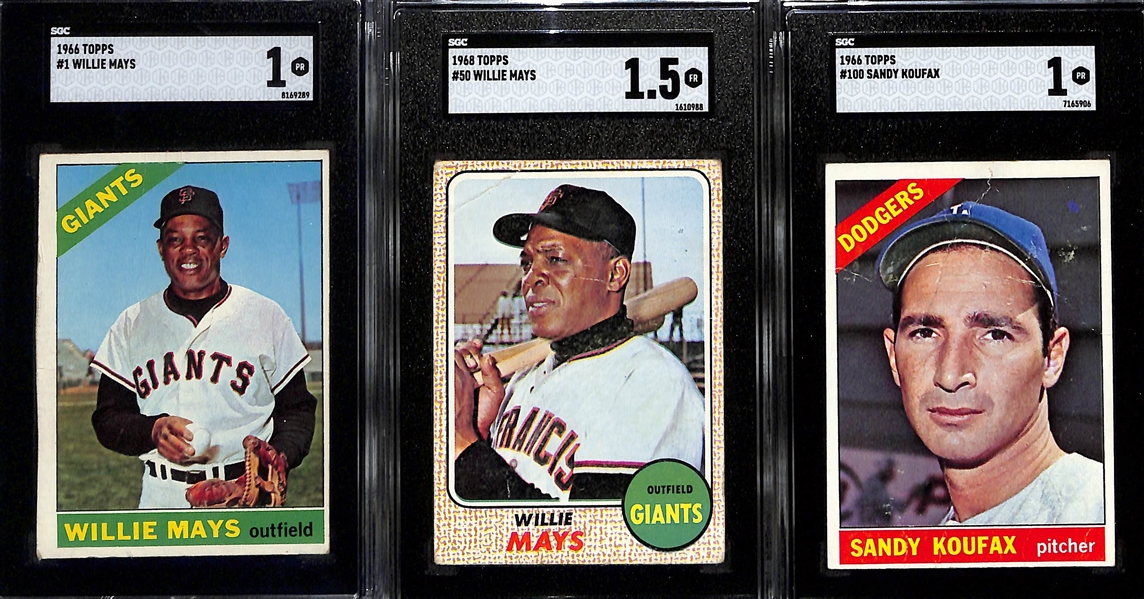 Hall of Fame Lot w. (7) SGC Graded Baseball/Football Cards w. Hank Aaron & Barry Sanders