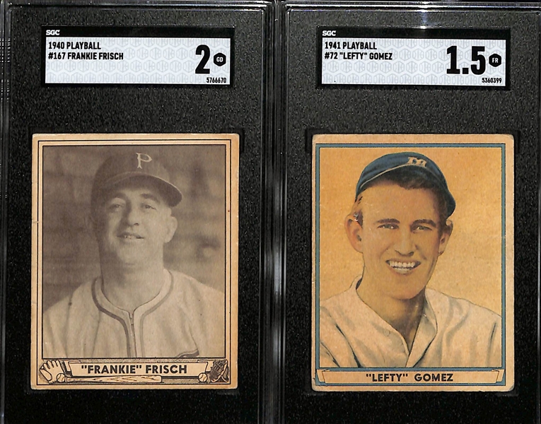Lot of (6) Vintage SGC Graded Playball Baseball Cards w. Waner, Frisch, Gomez, Doerr