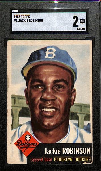 1953 Topps Jackie Robinson #1 Graded SGC 2 (Great Eye Appeal!)