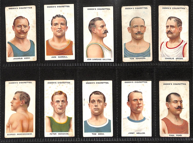 1908 Ogden's Pugilists & Wrestlers Series 1 Complete Set of (50) Cards w. Boxing HOFers Inc. James J. Jeffries and John Sullivan
