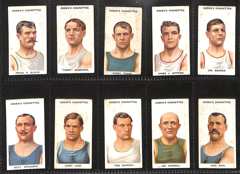 1908 Ogden's Pugilists & Wrestlers Series 1 Complete Set of (50) Cards w. Boxing HOFers Inc. James J. Jeffries and John Sullivan