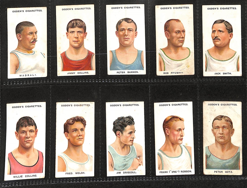 1908 Ogden's Pugilists & Wrestlers Series 1 Complete Set of (50) Cards w. Boxing HOFers Inc. James J. Jeffries and John Sullivan