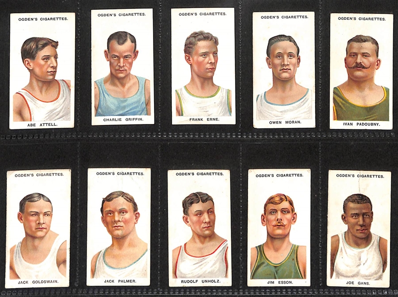 1908 Ogden's Pugilists & Wrestlers Series 1 Complete Set of (50) Cards w. Boxing HOFers Inc. James J. Jeffries and John Sullivan