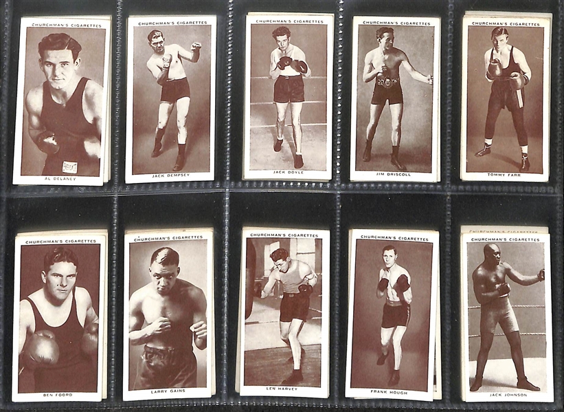 1938 Churchman's Boxing Personalities Complete Set of (50) Cards w. Joe Louis & Jack Dempsey