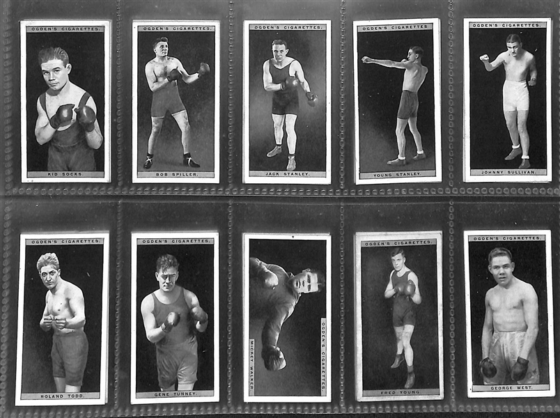 1928 Ogden's Ltd Pugilists In Action Complete Set of (50) Cards w. Jack Dempsey & Gene Tunney