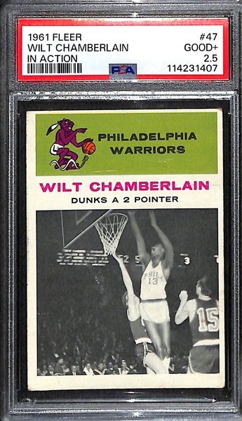 1961 Fleer Wilt Chamberlain (HOF) In Action Rookie Card #47 Graded PSA 2.5