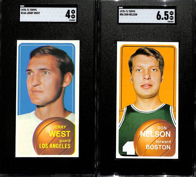 1970-71 Topps Basketball Lot - Bradley #7 (SGC 7), West All-Star #107 (SGC 6.5), West #160 (SGC 4), Nelson #86 (SGC 6.5), Baylor #65 (SGC 6), Wilkens #80 (SGC 6)