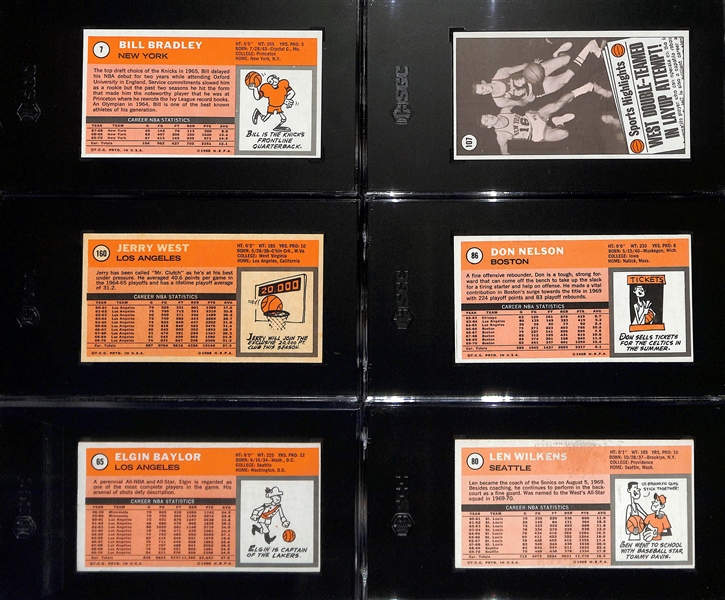 1970-71 Topps Basketball Lot - Bradley #7 (SGC 7), West All-Star #107 (SGC 6.5), West #160 (SGC 4), Nelson #86 (SGC 6.5), Baylor #65 (SGC 6), Wilkens #80 (SGC 6)