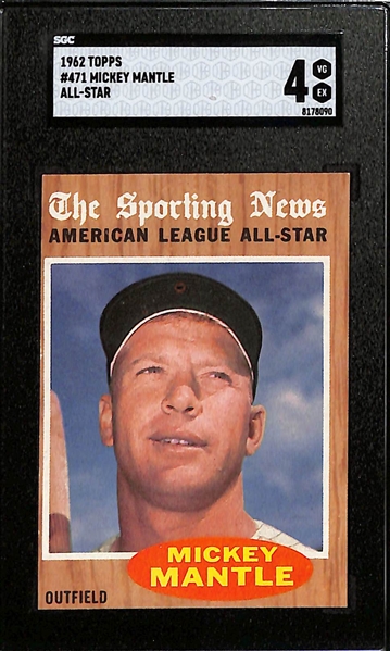 1962 Topps Mickey Mantle All-Star #471 Graded SGC 4