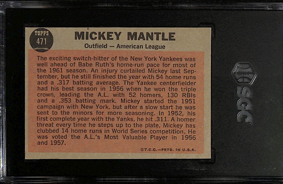 1962 Topps Mickey Mantle All-Star #471 Graded SGC 4
