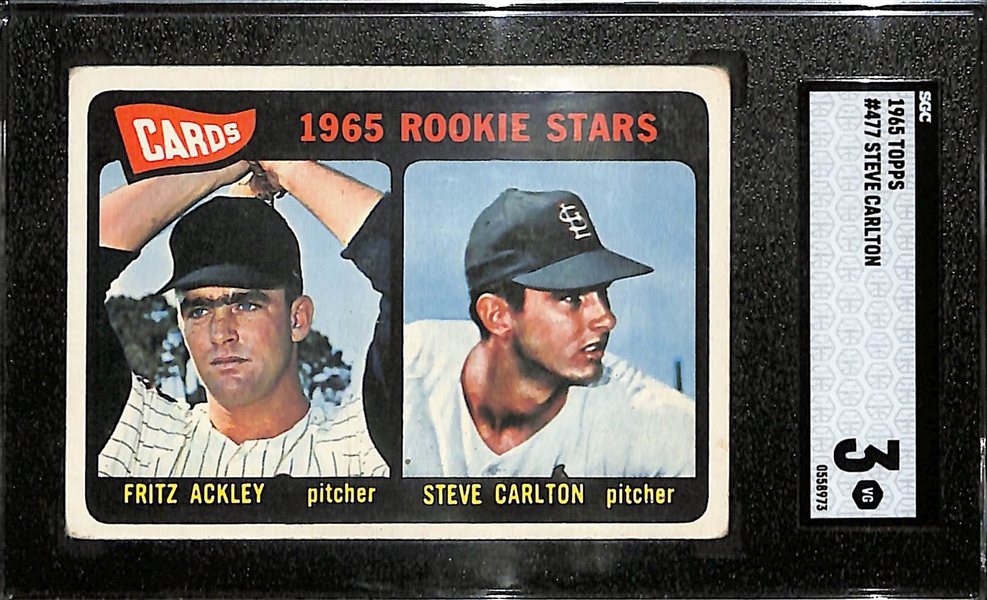 1965 Topps Steve Carlton (HOF) Rookie Card #477 Graded SGC 3