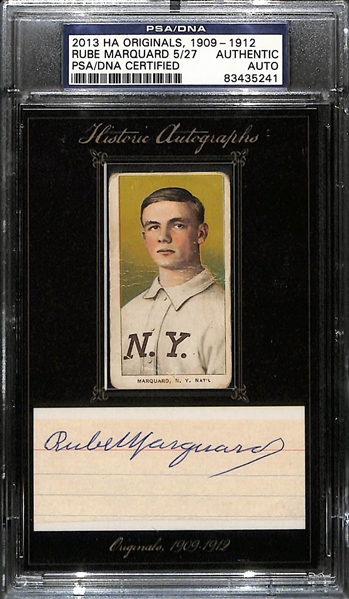 Rube Marquard (HOF) 1909-1912 T206 Piedmont Portrait Tobacco Card w. Cut Signature (PSA/DNA & Historic Autographs Slabbed)