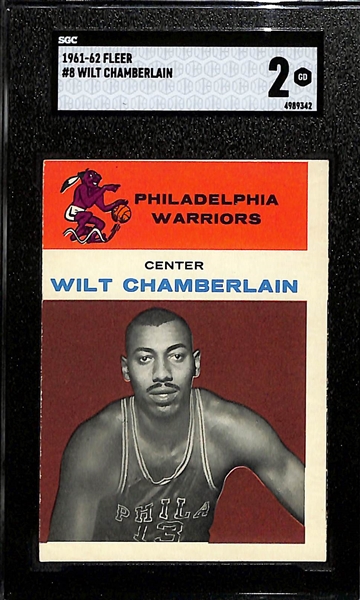 1961-62 Fleer Wilt Chamberlain Rookie Card #8 Graded SGC 2 (High Quality Surface/Corners)
