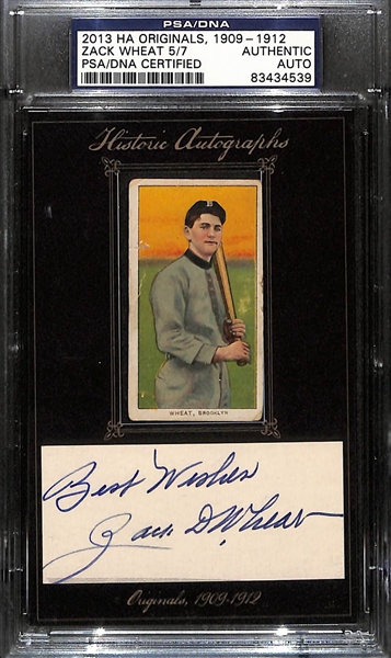 Zach Wheat (HOF) 1909-1912 T206 Sweet Caporal (Rarer Factory 42) Tobacco Card w. Cut Signature (PSA/DNA & Historic Autographs Slabbed)