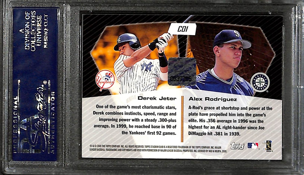 2000 Topps Stadium Club Derek Jeter & Alex Rodriguez Co-Signers Dual Autograph Card PSA 8