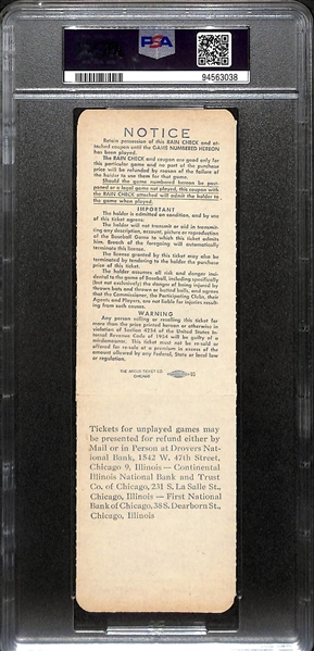 1959 World Series Game 6 Full Ticket PSA 7