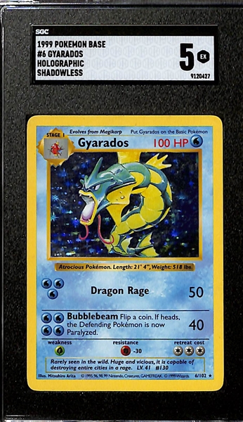 Lot of (4) SGC Graded 1999 Pokemon Base Set Shadowless Holographic Cards- Ninetails, Gyarados, Poliwrath, Zapdos