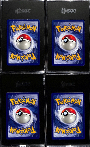 Lot of (4) SGC Graded 1999 Pokemon Base Set Shadowless Holographic Cards- Ninetails, Gyarados, Poliwrath, Zapdos