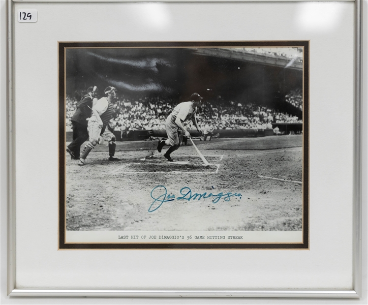 Joe DiMaggio Signed 9 1/2 x 8 Photo within 13 1/2 x 11 1/2 Frame (JSA Auction Letter)