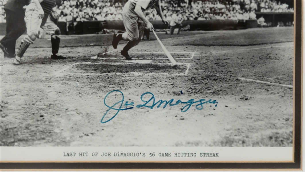 Joe DiMaggio Signed 9 1/2 x 8 Photo within 13 1/2 x 11 1/2 Frame (JSA Auction Letter)