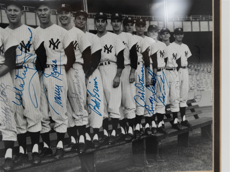 Yankees Lineup Signed 10 x 8 Photo within 13 1/2x 11 1/2 Frame w/ Whitey Ford, Bobby Shantz, Art Ditmer, Bob Turley, + (JSA Auction Letter)