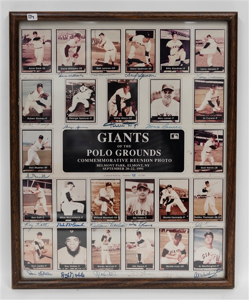 Giants of the Polo Grounds Signed Limited Edition 17 x 21 Poster w. Bob Lennon, Willie Mays, Bobby Thompson, Monte Irvin, + (JSA Auction Letter)