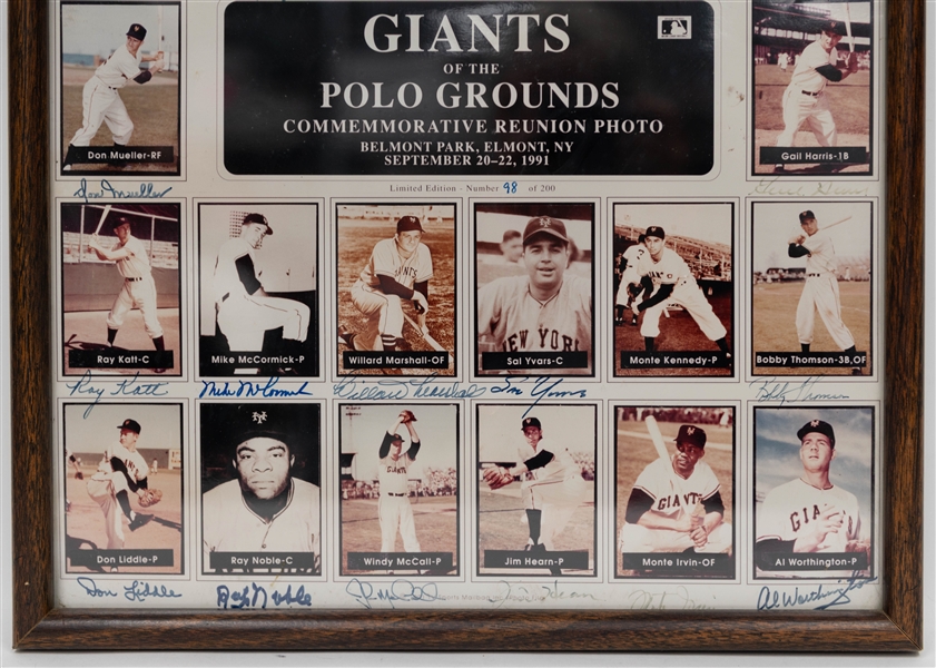Giants of the Polo Grounds Signed Limited Edition 17 x 21 Poster w. Bob Lennon, Willie Mays, Bobby Thompson, Monte Irvin, + (JSA Auction Letter)