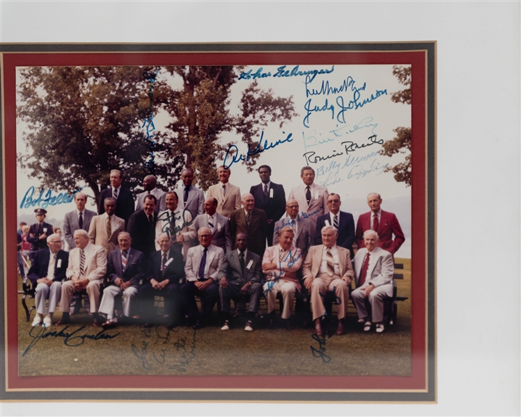 Hall of Fame Baseball Player Signed 10 x 8 Photo within 16 x 14 Frame w. Stan Musial, Robin Roberts, Johnny Mize, + (JSA Auction Letter)