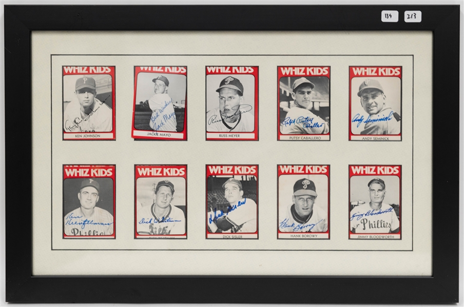 Lot of (3) 10 Card Whiz Kids 20 x 13 1/2 Framed Displays including (23) Signed Cards w/ Richie Ashburn, Robin Roberts, + (JSA Auction Letter)