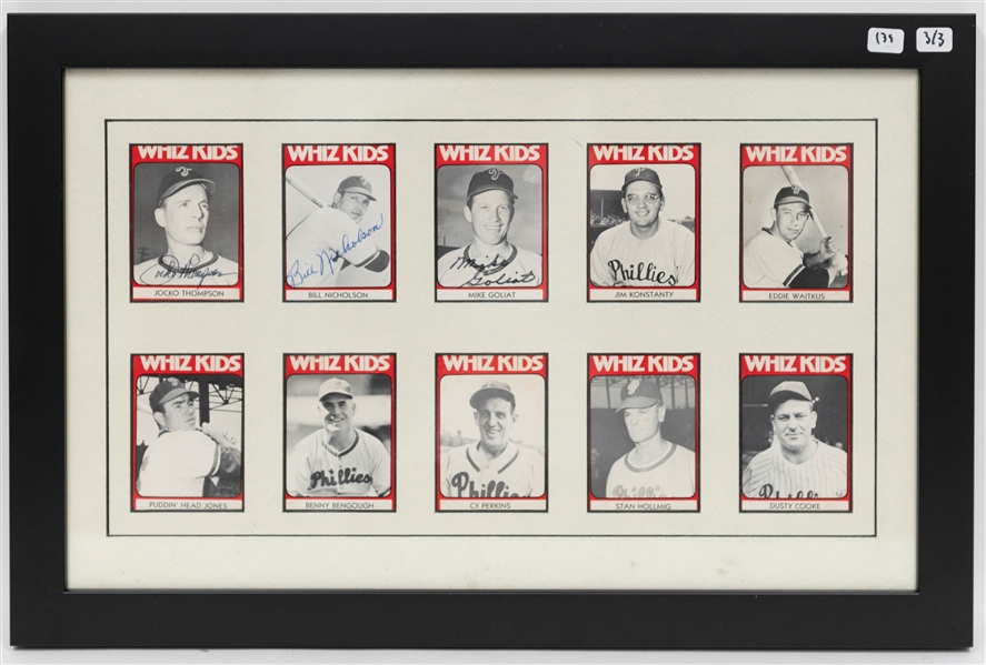 Lot of (3) 10 Card Whiz Kids 20 x 13 1/2 Framed Displays including (23) Signed Cards w/ Richie Ashburn, Robin Roberts, + (JSA Auction Letter)
