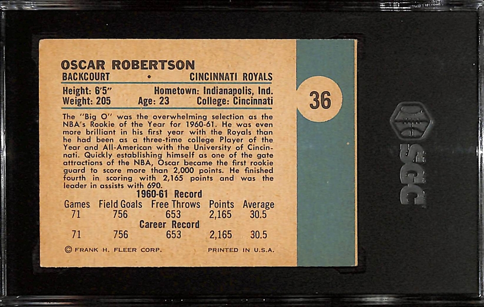1961-62 Fleer Oscar Robertson Rookie Card #36 Graded SGC 6