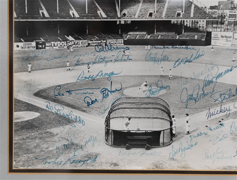 1940s-50 Dodgers Player Signed Ebbets Field 13 x 11 1/2 Photo within 18 x 16 1/2 Frame w/ Sandy Koufax, Duke Snider, + (JSA Auction Letter)