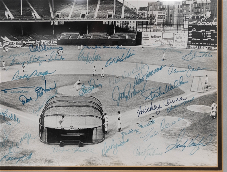 1940s-50 Dodgers Player Signed Ebbets Field 13 x 11 1/2 Photo within 18 x 16 1/2 Frame w/ Sandy Koufax, Duke Snider, + (JSA Auction Letter)