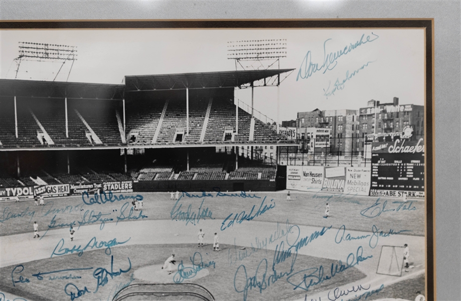 1940s-50 Dodgers Player Signed Ebbets Field 13 x 11 1/2 Photo within 18 x 16 1/2 Frame w/ Sandy Koufax, Duke Snider, + (JSA Auction Letter)