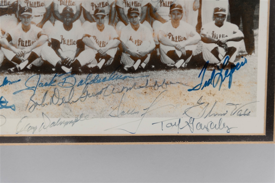 Lot of (5) Signed 1950s-70s Phillies Team Photos w/ (2) Robin Roberts, Sparky Anderson, + (JSA Auction Letter)