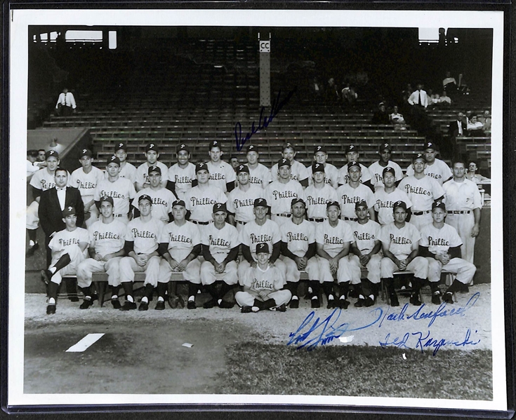 Lot of (6) 1940s-50s Signed Phillies Team Photos w/ (4) Robin Roberts, (5) Richie Ashburn, Dick Sisler, + (JSA Auction Letter)