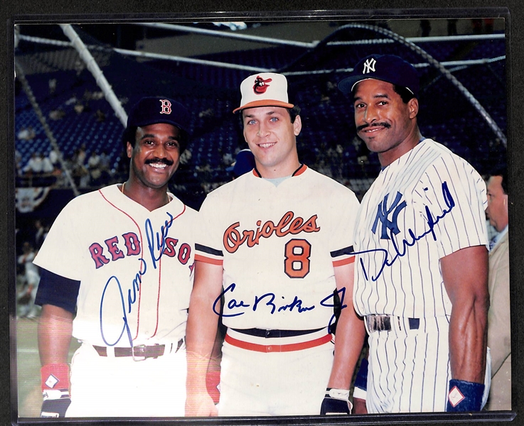 Lot of (2) Hall of Fame Signed 8 x 10 Photos- Jim Rice, Cal Ripken Jr, Dave Winfield + Richie Ashburn, Mike Schmidt (JSA Auction Letter)