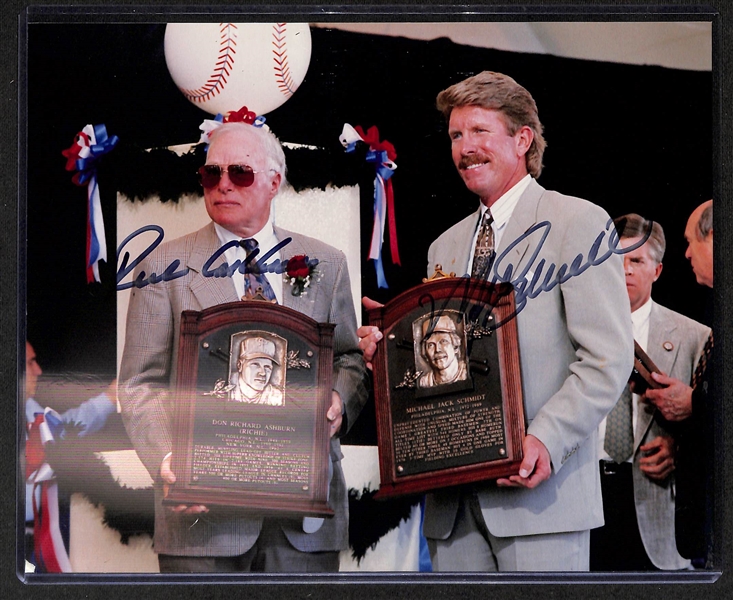 Lot of (2) Hall of Fame Signed 8 x 10 Photos- Jim Rice, Cal Ripken Jr, Dave Winfield + Richie Ashburn, Mike Schmidt (JSA Auction Letter)