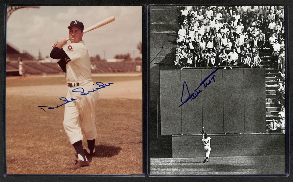 Lot of (2) Signed 8 x 10 Photos- Duke Snider, Willie Mays (JSA Auction Letter)