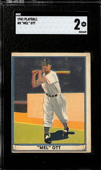 Graded Card Lot - 1941 Playball Charley Gehringer (SGC 3), 1941 Playball Mel Ott (SGC 2), 1951 Bowman Pee Wee Reese (SGC 1.5)