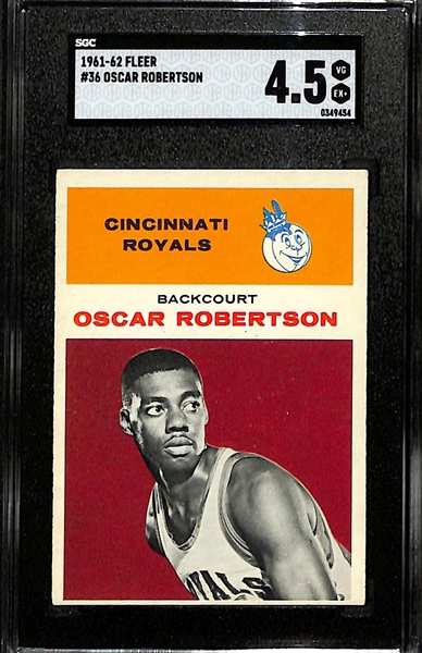 1961-62 Fleer Oscar Robertson Rookie Card #36 Graded SGC 4.5